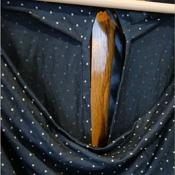 Express Cowl Neck Polkadot Open Back Short Sleeve Top SMALL Navy - Picture 4 of 11